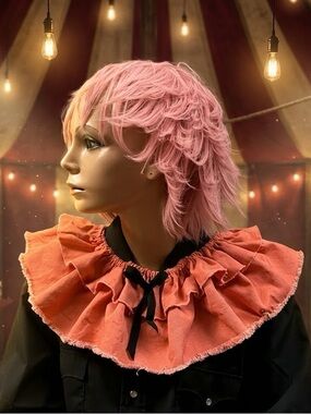 Vintage clown ruffle collar orange black